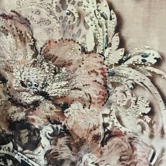 Roz & Ali Floral Print Shark Bite Beaded Tunic Top - Picture 5 of 5